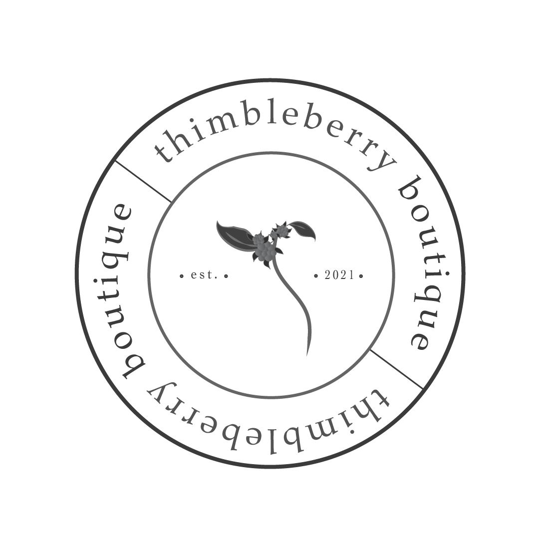 thimbleberry boutique logo black and white greyscale