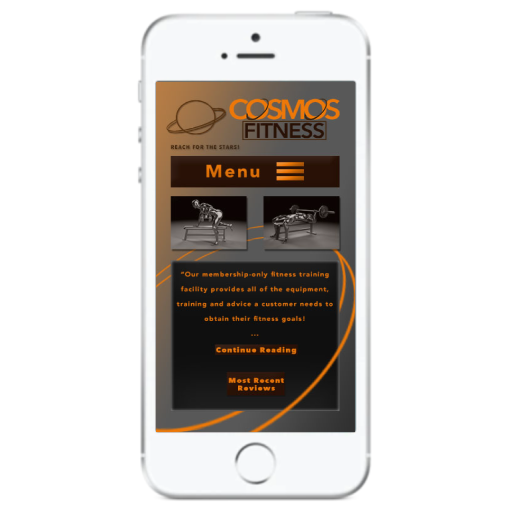 cosmos fitness mobile mockup on fake iphone