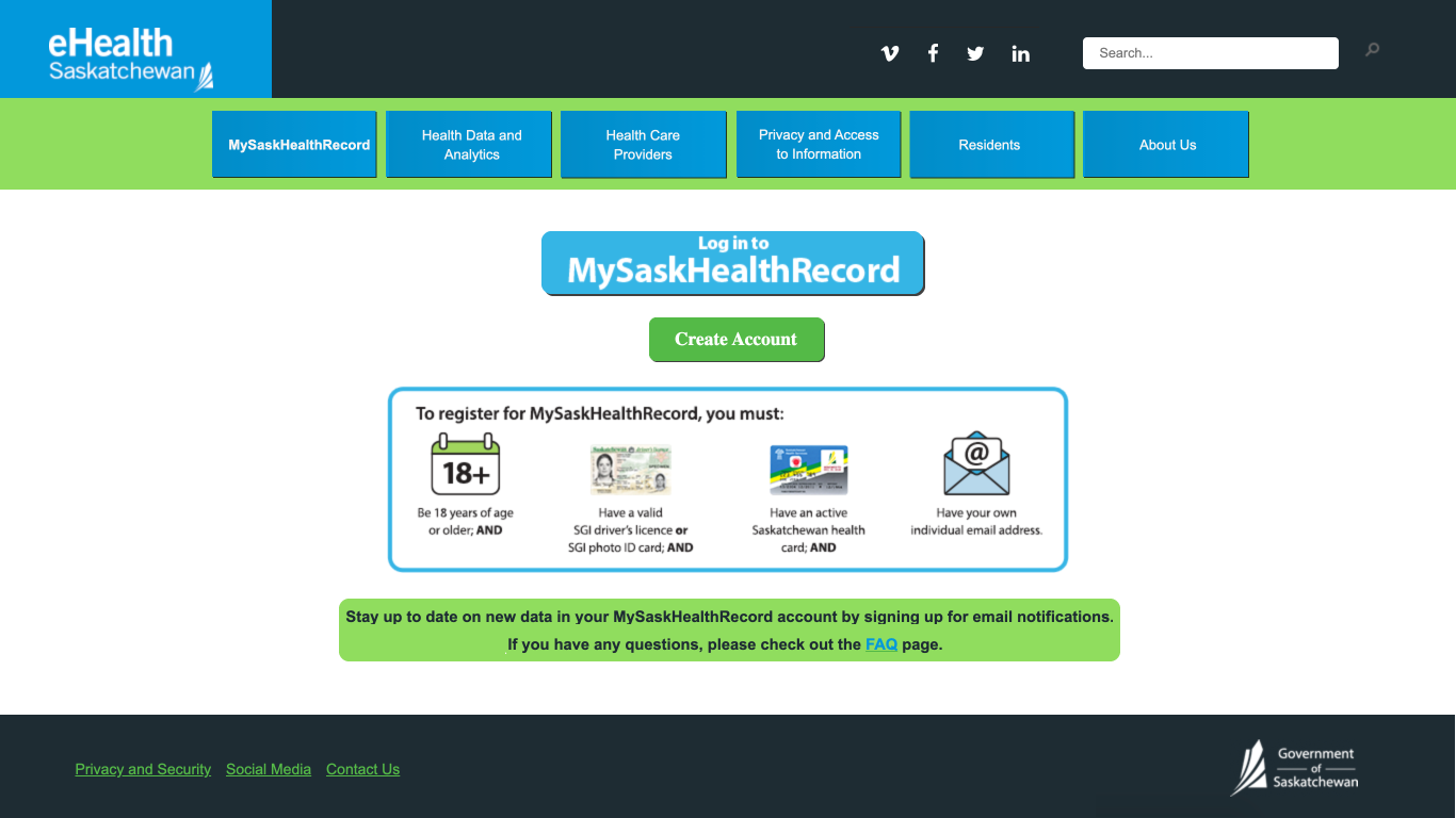 ehealth site mockup homepage